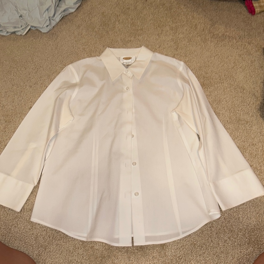 Talbots size 4 white button down shirt